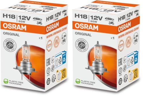 Osram 64180L Halogen-Scheinwerferlampe, H18, 12V PKW, Faltschachtel (Packung mit 2)