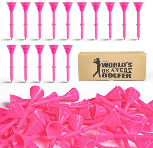 FINGER TEN Golf-Tees Kunststoff 83mm, unzerbrechlich, verbesserte Großpackung, 50/100 Stück, reduziert Reibung, seitlicher Spin, stabil für Männer und Frauen (Rosa, 50 Stück)
