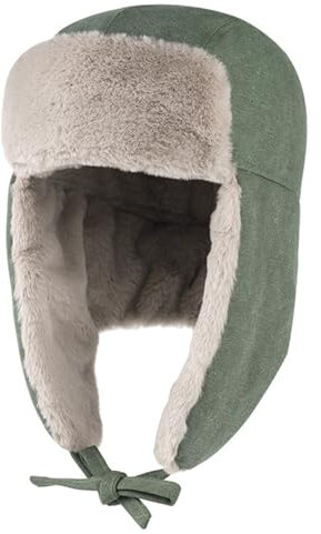 BESTORI Damen Fellmütze Warm Wintermütze Herren Winddichte Plüsch Fliegermütze Trappermütze Grün