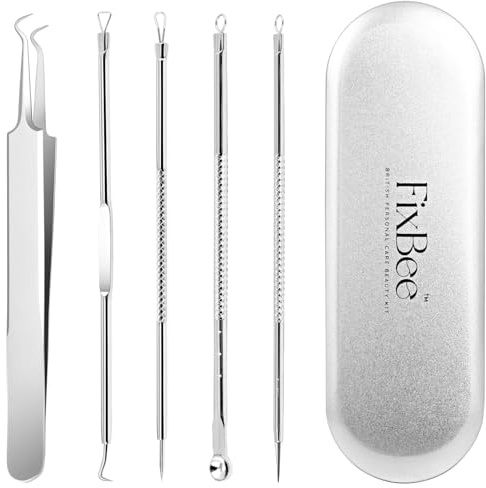 Blackhead Remover Tool - Pimple Popping Kit - Whiteheads, Acne Comedone Extractor, Milia Remover, Pimple Popper, Black Head Remove Tools Set with Face Blackhead Remover Tweezer - 5PC Spot Popping Kit