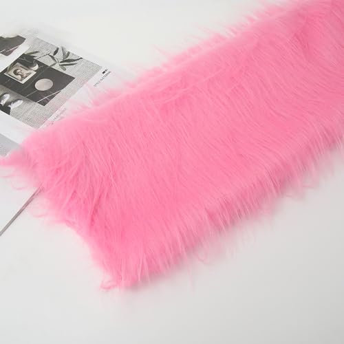 Wambere 100cm x 180cm Kunstfellstoff Plüschstoff,12cm Lange Künstlicher Plüsch,Kunstfell zum Basteln,Shaggy Pelz Stoff für Nähen DIY Handwerk Teppich Stuhlabdeckung Sitzkissen Pad,Hell-Pink