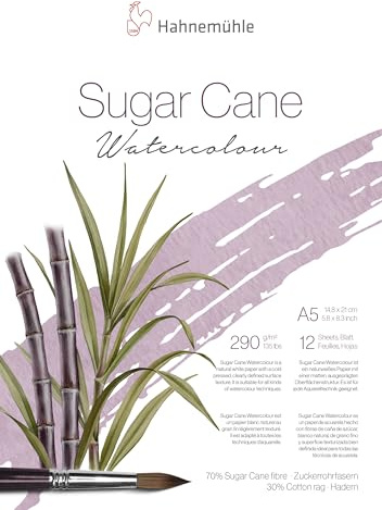 Hahnemühle Sugar Cane Watercolour, Aquarellpapier aus Zuckerrohr, 290 g/m², naturweiß, 12 Blatt (DIN A5)