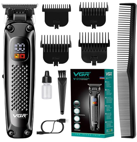 VGR 972 Professional Hair Trimmers, Precision Beard Trimmer for Men, Cord/Cordless and Rechargeable with LED Display