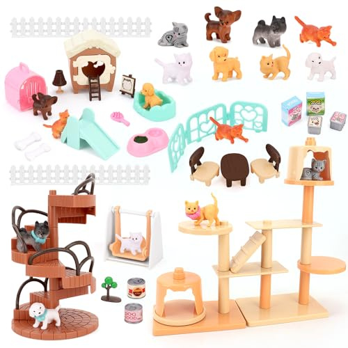 67PCS Puppenhaus Möbel Set für Kinder Spielzeug Haus für Baby Kinder Mädchen Jungen Alter 3+, Miniatur-Zubehör pädagogische Pretend Play Spielzeug für Kleinkinder