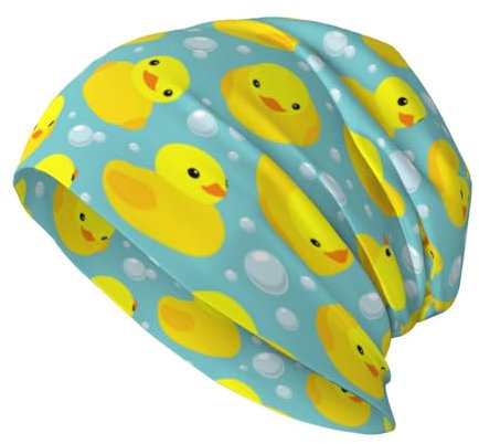 KWQDOZF Rubber Duck Bubble Beanie Mütze Krebs Kopfbedeckung Slouchy Beanie Strick für Damen Herren