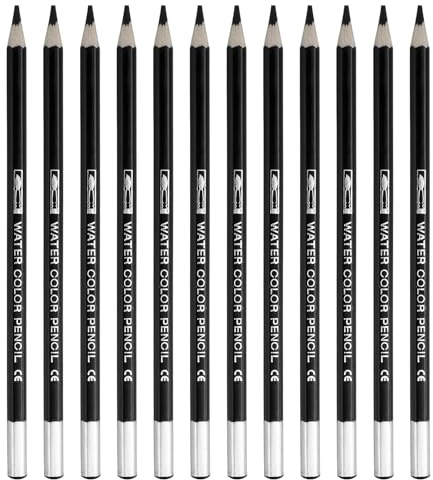 PATIKIL Watercolor Pencil, 12Pcs Water Soluble Pencils for Blending, Coloring, Sketch Drawing, Painting, Black