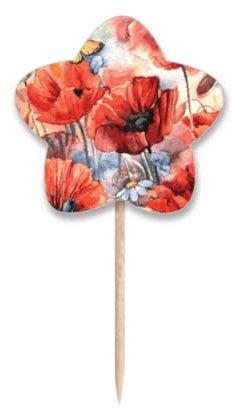 Palillos coloridos con flores, palillos de dientes, con etiqueta de estrella, palillos para cupcakes