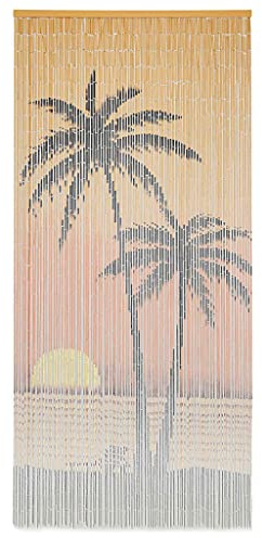 Gecheer Insect Mesh Curtain Bamboo Fly Screen Door String Curtain Anti Mosquito Nets Patio Curtain Insect Mesh 90x200 cm Palm Tree