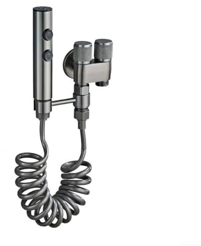 User Friendly Handheld Bidet Sprayer Set, Stainless Steel Construction, Dual Water Outlets (Gray)