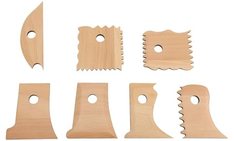 7-teiliger Töpfer-Fußformer, Töpferwerkzeuge, Töpfer-Trimmwerkzeug-Set, Massives Buchenholz, Töpferrippen Zum Schnitzen, Formen und Trimmen von Tonkeramik, Keramikhandwerk