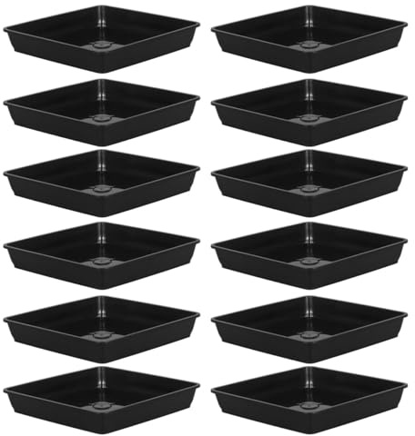Garneck 12 Stück Blumentopf Untersetzer Eckig 12 cm Aus Kunststoff - Ideal Für - Und Sukkulententöpfe Robuste Untersetzer Für Pflanzen Und Blumen Perfekt Für Indoor Und Outdoor