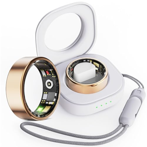 Smart Ring Android iOS Smartringe für Herren Fitness Tracker Ring Pulsmesser Sport Fitness Ring mit Schrittzähler Aktivitätstracker Smartring Schlaftracker IP68 Wasserdicht Fitnessring Größe 13