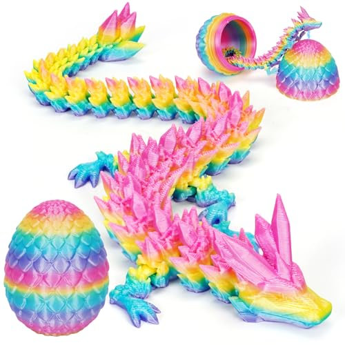 Magnetic Dragon Egg, 3D Printed Fidget Toy for Home Decor Fridge Magnets (Rainbow Colors)