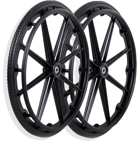 22/24 Inch Rear Wheel Replacement for Manual Wheelchair, 22x13/8，24x13/8 Solid PU Tires, 1/2 (12 mm) Bearing(60cm(24inch))