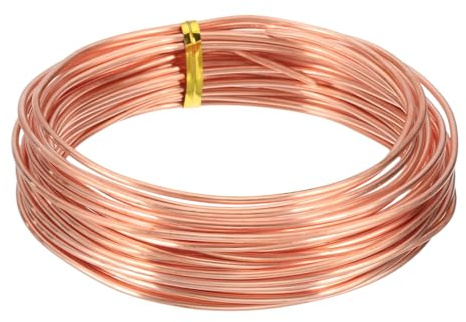 sourcing map 99.9% Solid Bare Copper Wire, Soft Pure Copper Crafting Wire 30 Feet 15 Gauge (1.5mm) for Crafts Jewelry Making Electroculture Gardening (9m)