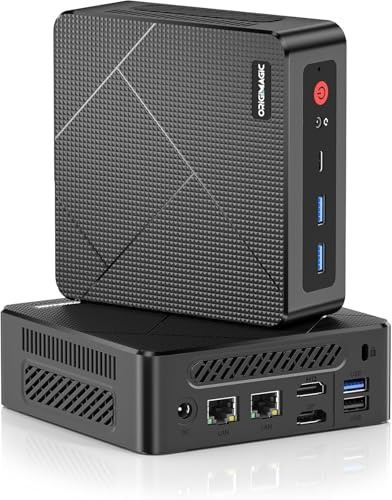 origimagic Ultra-Quiet C4 Mini PC AMD Ryzen 5 3550H, Win11 Pro Preinstalled,16GB RAM 512GB SSD, Support 4K Triple Display, Dual LAN, WiFi 5/BT5.0, Mini Desktop Computer for Home Office Business