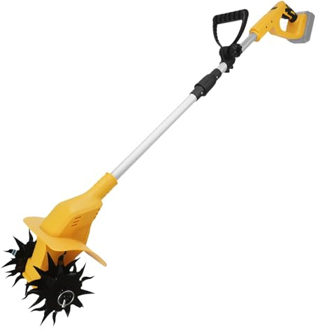 Electric Tiller Cultivator for Dewalt 21V Battery, 500W Garden Cultivator Max Speed Regulation 330r/min, Double-Sided Blade Head for Gardening, Soil Turning(No Battery)