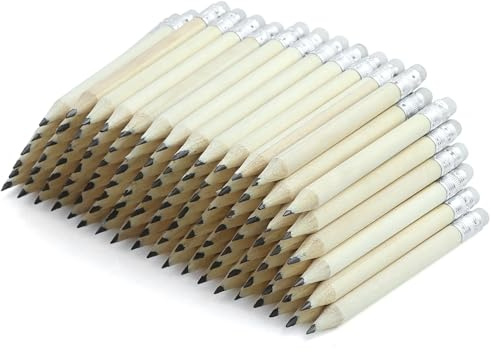PETERMALLON Lot de 110 Mini Crayons En Bois Avec Gomme, Courts Pour Crayons En Bois Ergonomiques, Crayons De Golf HB, Pré-Aiguisés, Pour Peintres Et Artistes