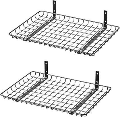Ultrawall Wall Mounted Storage Shelf, Garage Wall Shelves 24x12 Inch | Metal Shelf Rack, Heavy-Duty Wall Organizer for Closet, Kitchen, Laundry Room 2 Pack, Black