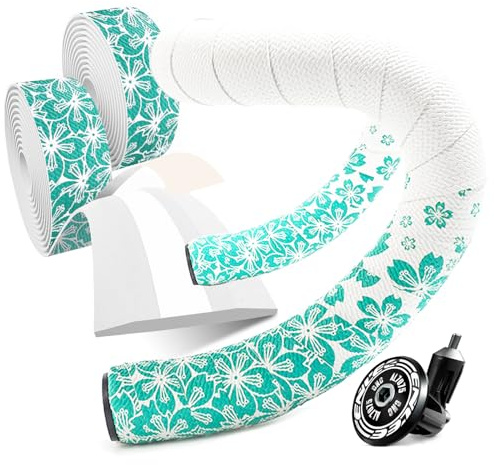 Kakveiai Nastro Manubrio Bicicletta, Bicycle Cycling Nastro, per MTB e bici da corsa, antiscivolo e ammortizzante, avvolgete il vostro manubrio (Bianco Verde)