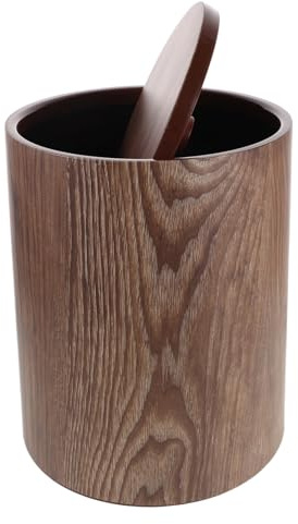 VILLCASE Poubelle Bois Vintage avec Couvercle Battant Corbeille à Papier Capacité Importante pour Bureau Chambre Salle de Bain Cuisine Élégante Poubelle Style Bois pour Hôtel et Maison