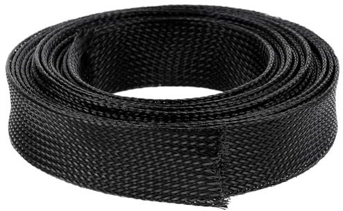HOMSFOU Gaine de Câble Tressée Noire Protège Fil Électrique Souple Accessoire de Rangement Flexible et Isolant Organiseur Fil pour Bureau et Maison