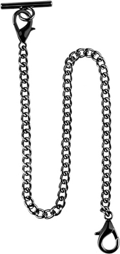 Alwesam Taschenuhr-Kette Albert T-Bar Kette Antik T-Form Hängende Uhrenkette 35,6 cm Single Link Weste Gürtel, Schwarz