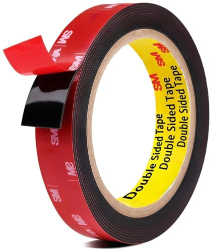 Double Sided Adhesive Tape, Heavy Duty Permanent Bonding, Indoor + Outdoor, Multi Various Substrates, Double Coated Tape, Black, 3m x 20mm