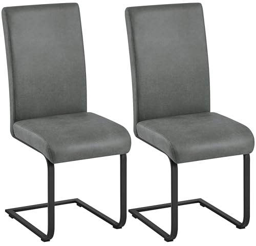 Yaheetech Pack de 2 Sillas de Comedor Cocina Moderna Tapizada de Tela Gris