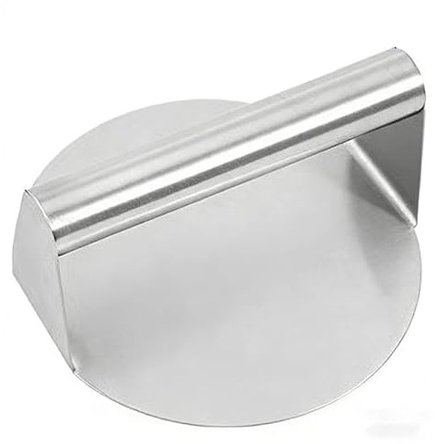 Omengyan Stainless Steel Burger Press, Round, 13.8 cm, for Smash Burgers, Patties and Flat Top Griddle Cooking (Round Burger Press)