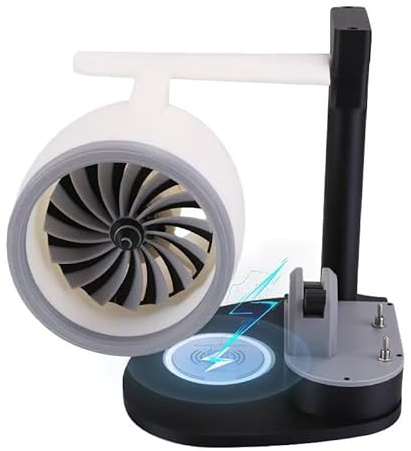 Ventilatore USB da tavolo, design a motore aeronautico con umidificatore e luce LED rossa, flusso d'aria regolabile per casa e ufficio