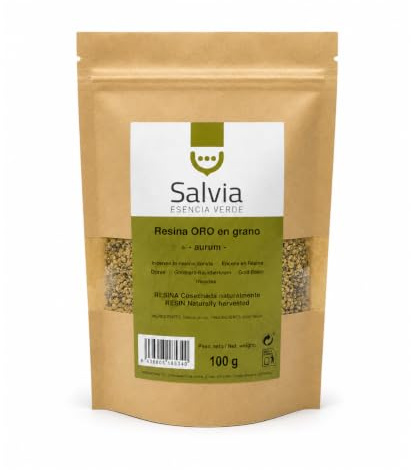 SALVIA | Rökelsekorn av guldharts 100g | Naturlig smudge-pinne för hemrengöring | Essens för meditation, yoga och avslappning | Esoterisk energirengöring | Smudge-örter