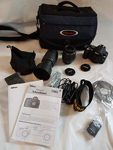 Nikon D60 SLR-Digitalkamera (10 Megapixel) Double VR Zoom Kit AF-S DX VR 18-55 + VR 55-200