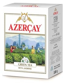Azercay Premium Jasmine Green Tea, 100g Loose Leaf, Natural, Premium Azerbaijan Tea