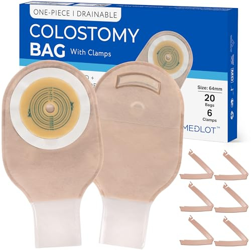 LotFancy Colostomy Bags, Pack of 20, Ostomy Colostomy Supplies, One Piece Drainable Pouches with Clamp Closure for Ileostomy Stoma Care, Cut-to-Fit