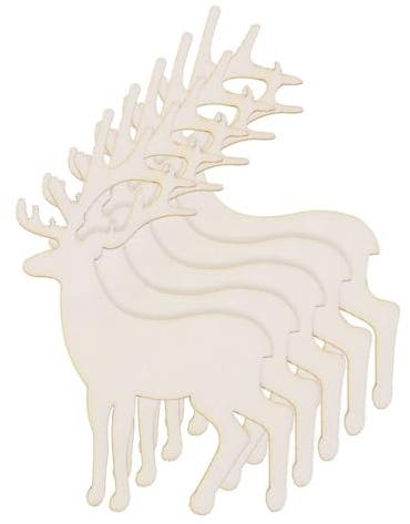 OULII Weihnachts-Rentier Ornamente, 15 Stück, blanko, Holz-Geschenkanhänger, zum Basteln