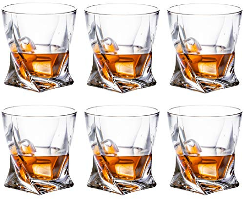 Kingrol 6 Pack Old Fashioned Whiskey Glasses, 10 oz Heavy Base Glasses Tumbler Crystal Glassware Set for Drinking Bourbon, Scotch