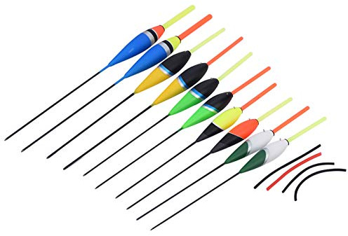 MAGT Flotadores de Pesca, 10 Piezas Flotadores de Carpa de Pesca Coloridos Bobbers Ganchos para Accesorios de Aparejos Flotantes de Agua Dulce