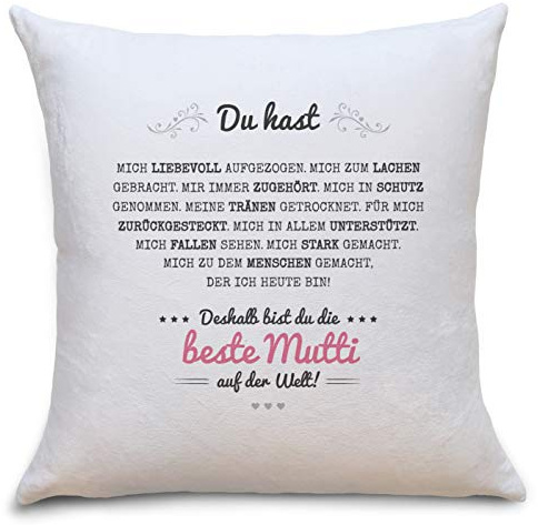 OWLBOOK® Flauschige Kissenhülle Danksagung Mama - Geschenke zum Muttertag Geburtstag als Geburtstagsgeschenk Muttertagsgeschenk - Beste Mutti Polster 40 x 40 cm