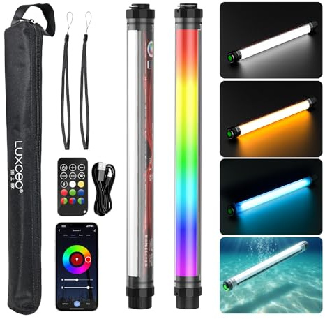 Uyled RGB LED Photography Light 10400mAh Battery Powered Tube Light Waterproof IP68 Full Color RGB Portable Lighting Wand Stick for Video Recording Studio, 12 Lighting Modes, 3000K 6000K CRI95+