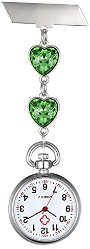 Avaner Krankenschwesteruhr Pflegeruhr Herz Schwesternuhr: Taschenuhr FOB Analog Quarzwerk Uhr Pulsuhr Ansteckuhr Unisex Silber Rosegold Schwesternuhren mit Pin/Clip für Arzt Doktor Medical