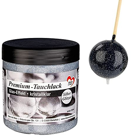 Ideen mit Herz Premium-Tauchlack | Glas-Effekt | Kristallklar mit Silber-Glitzer | 250 ml