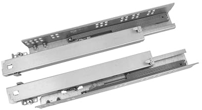 Amig - Juego de 2 guías Correderas Mod.41 de Acero Zincado para Cajones de Muebles, Cajoneras o Armarios, De Extracción Total con Autocierre, Resistencia de carga: 25 Kg/Par, Medidas: 300 mm, Plateado