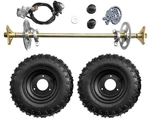 Togarhow Go-Kart-Hinterachse, 740 mm, komplettes Radnaben-Kit & 135–6 Radreifen mit Felge und Bremse und T8F-Kette, geeignet für DIY Go Kart Quad, Trike, Drift Bikes