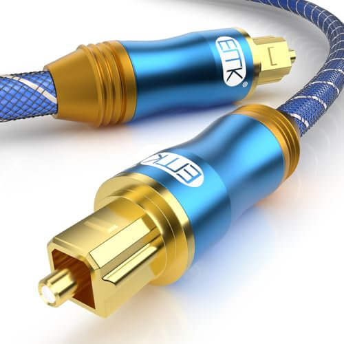 EMK Cavo Ottico Cavo Audio Ottico Digitale Fibra Ottica Placcato oro 24K Toslink Maschio a Maschio Cavi SPDIF Toslink per Soundbar, TV, Altoparlante, Subwoofer (blu, 1 m)
