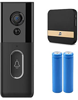 SXA Tuya HD 1080P Sonnette Vidéo Intelligente sans Fil WiFi Sonnette De Sécurité Enregistrement Visuel Moniteur Domestique Vision Nocturne Interphone IP65 Étanche Fonctionne avec Alexa,Noir