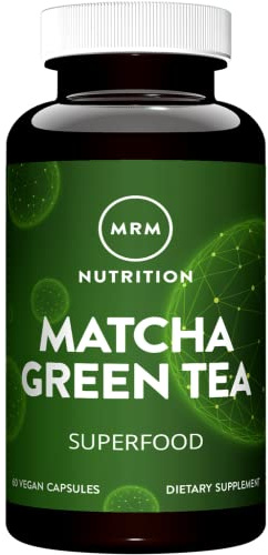 MRM Matcha Green Tea Capsules - For Women & Men - Natural Green Tea Leaf Capsules - Antioxidants, Caffeine, Vitamins & Minerals for Daily Productivity & Nutrition. Vegan and Gluten-Free - 60 Servings