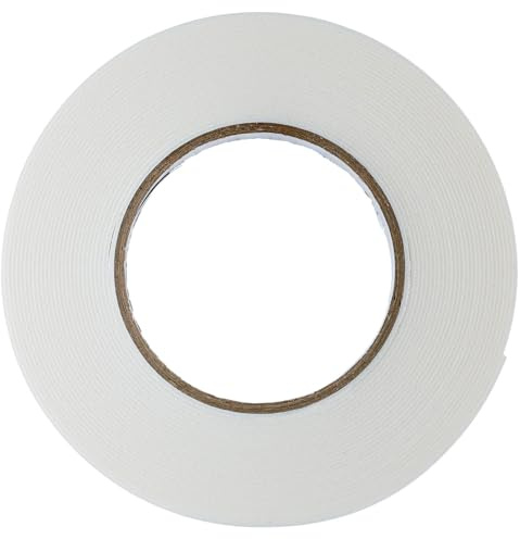 Nastro biadesivo bianco in schiuma, forte adesivo, ideale per montaggio e progetti fai da te, 10 m (L) x 15 mm (L) x 1 mm (T)