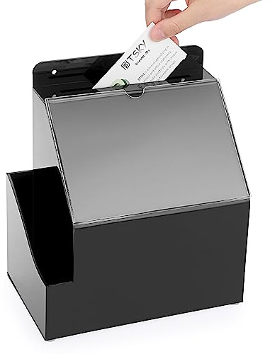 SUMTree Spendenbox aus Acryl zur Wandmontage, mit Schloss und Schilderhalter, abschließbare Wohltätigkeitsbox für Werbeaktionen, Vorschläge und mehr, Schwarz (schwarz)