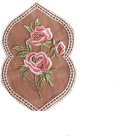 GIVBRO Spitzen-Tischsets Deckchen Vintage Blume Stickerei Tisch Platzset Spitze Untersetzer Vase Matte für Hochzeit Party Sofa Vorhang Dekoration Oval Rosa